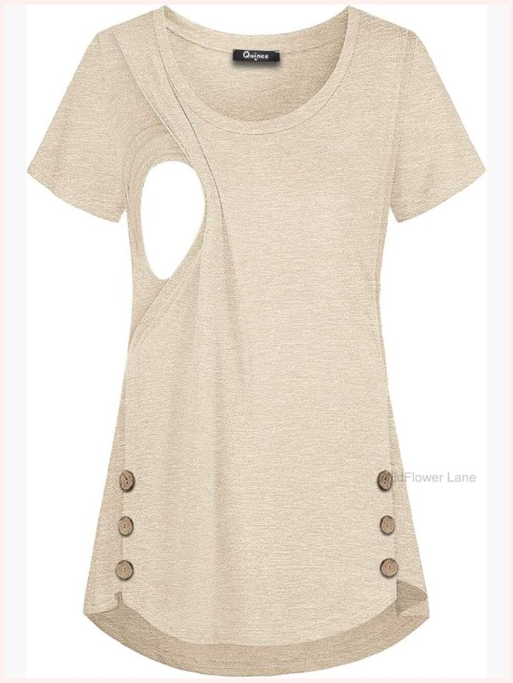 Women's Casual Button Side Nursing Top Maternity Breastfeeding Tunic